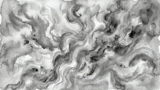 Abstract Grayscale Watercolor Swirls and Texture