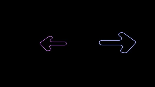 Opposite arrow icons with different colors to select an option. black background.