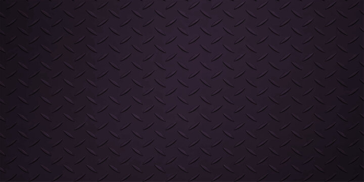 Seamless dark black leather texture background featuring a sleek carbon fiber pattern and metallic gray grid design for a modern vector material backdrop