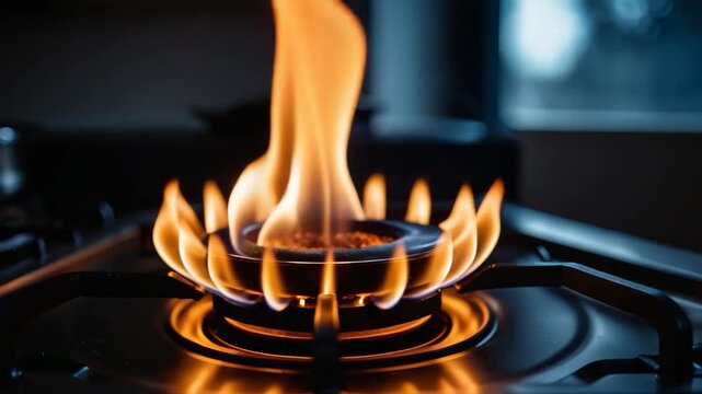 Video A close-up view of a burner on a stove, suitable for use in cooking or appliance-related contexts