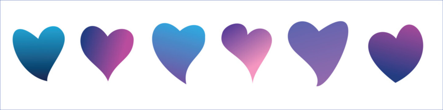 Colorful Gradient Heart Set &ndash; Modern Love, Romance and Social Media Like Symbol Vector Collection