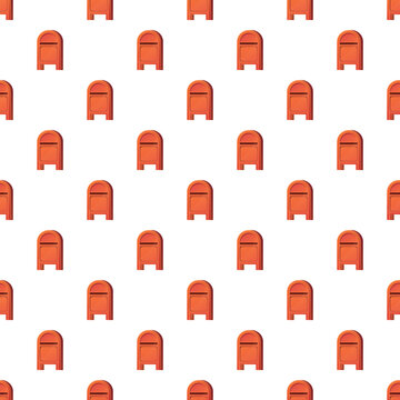 Red mailboxes repeating across a white background forming a symmetrical pattern