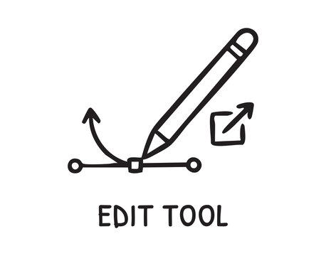 Pen tool icon showing edit, stylized pen over anchor points, represents graphic designer refining logo and brand assets, clean lineart style with highcontrast strokes ideal for UI, app, tutorial