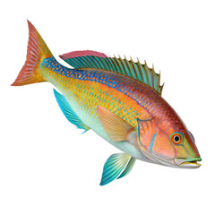 Obraz premium A vibrant fish with colorful scales on transparent background