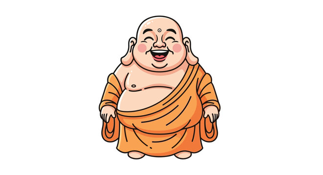 Happy Laughing Buddha Illustration - Symbol of Good Fortune and Joy