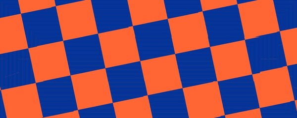 Fototapeta premium Diagonal Checkerboard Pattern in Vibrant Orange and Blue