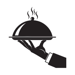 Fototapeta premium Serving hot dish on a tray vector illustration