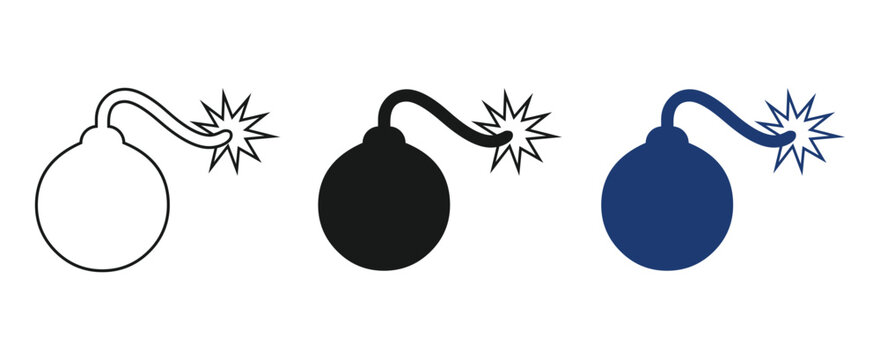 Bomb Icon Set &ndash; Simple, Modern Outline and Filled Vector Design
