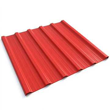 Modern red zinc coated steel roof panel profile, 3D illustration of durable construction material.
