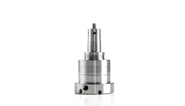 CNC Tool Holder Precision Component Isolated on White Background