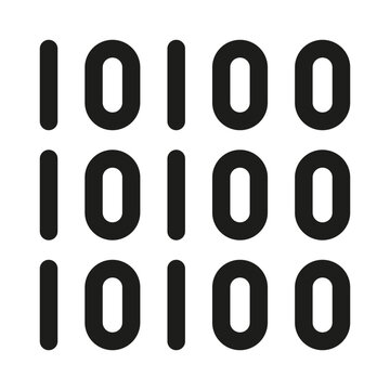Binary code icon. Modern binary code clean isolated line icon for digital computing, ideal for programming, data systems and computer language representation.