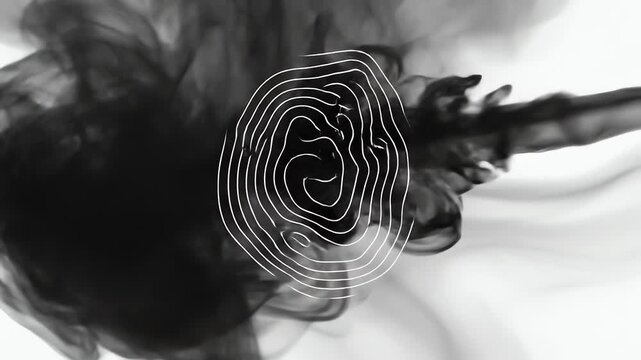 Abstract contour gradient mesh on flowing black ink plumes