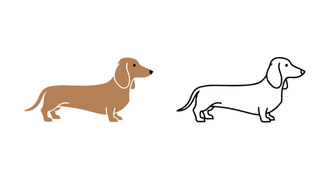 Brown dachshund dog silhouette