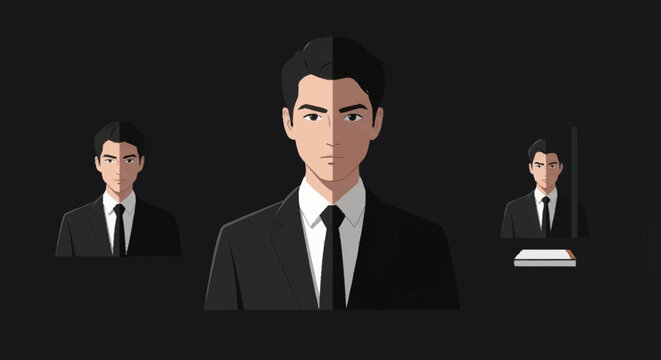 Illustration of two men in business suits on black background