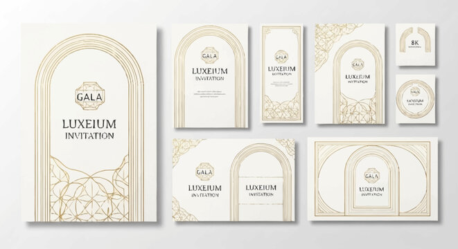 Luxium Gala invitation card with gold design