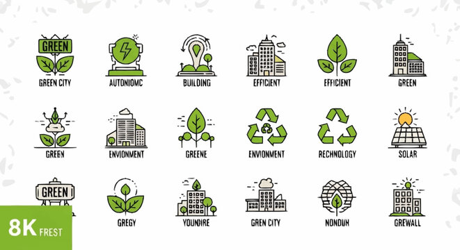 Green city and environment illustrations
