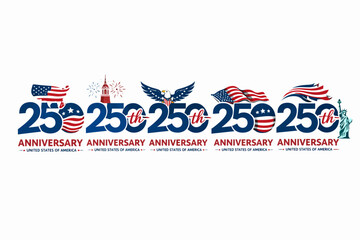 Obraz premium 250th anniversary celebration with american flags and patriotic eagle design