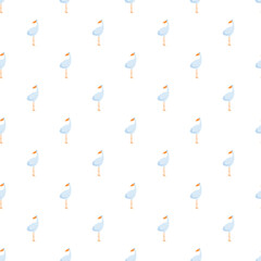Fototapeta premium Stork bird children's pattern on white background