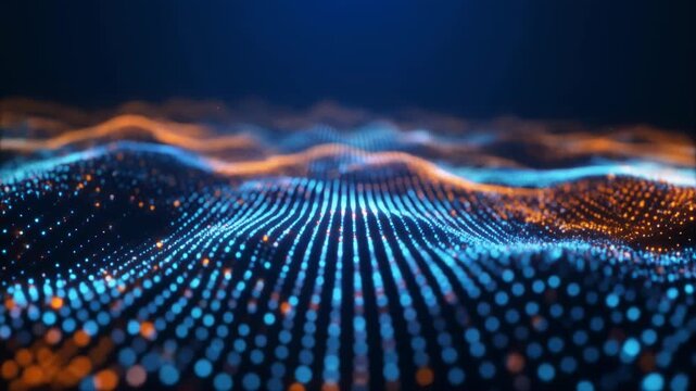 Futuristic Digital Particle Wave Landscape Animation.
