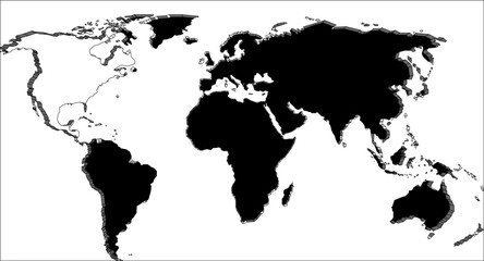 Obraz premium Artistic Modern World Map Poster Featuring Symmetrical Cartography and Contemporary Earth Colors for High-End Living Room Decorations
