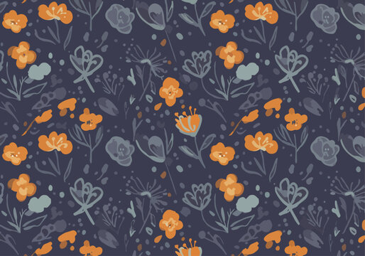Gentle floral watercolor pattern inspired by wildflowers and springtime beauty