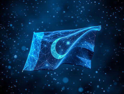 Glowing Pakistan Flag Digital Neon Background