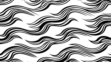 Fototapeta premium Black wavy lines on white background for design and pattern, modern abstract texture, simple elegant wallpaper, wavy stripes illustration, graphic element