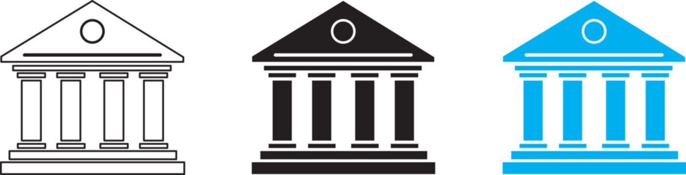 Vector illustration of a building with columns and triangular roof