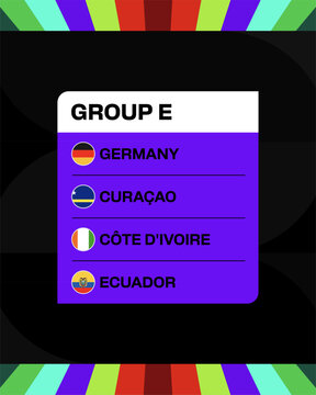 Group E Football 2026 Teams Displayed with National Flags Announcing Tournament Matchups in Dynamic Vector Style