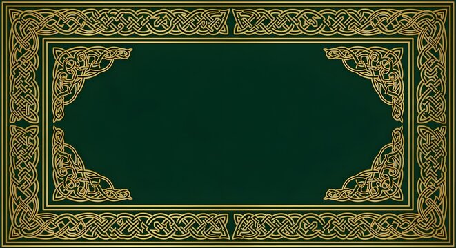 Ornamental Celtic Border Frame Knot Gold Line Vector