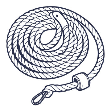 Coiled boat rope isolated on white background vector illustration