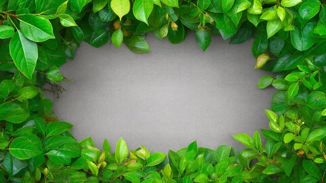 Vibrant green foliage forms a natural border framing a light gray copy space, perfect for environmental or natural themes