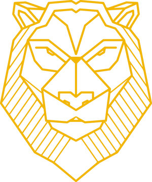 Modern minimalist lion head polyline decorative ornament silhouette design illustration vector sketch