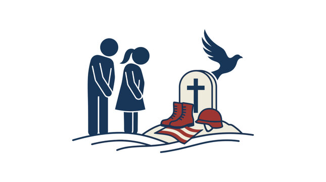 Remembering Fallen Soldier at Memorial Grave