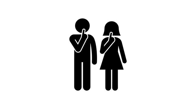 Silhouette Couple Requesting Silence