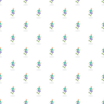 Cartoon roller skating man creating an active and repetitive background