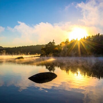 sunrise over the lake