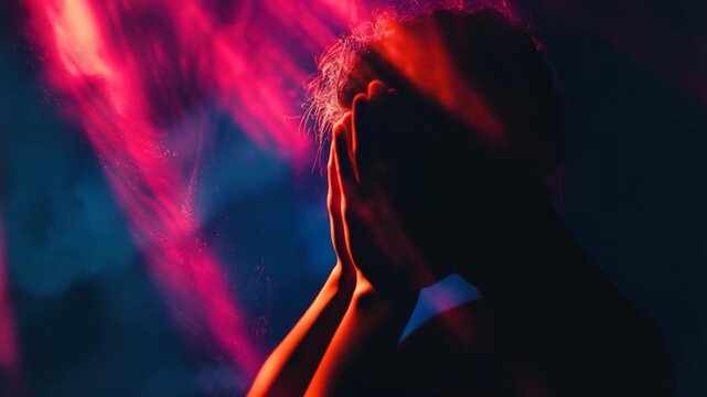 Video A person stands in front of a vibrant and colorful background, perfect for highlighting your personality or creative expression