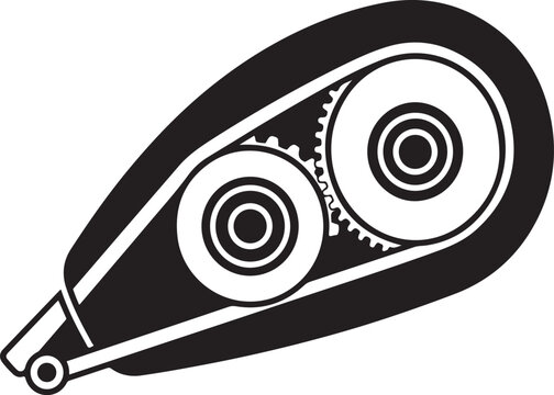 Retro office correction tape dispenser with gears and belt correction dispenser stationery equipment mechanism illustration minimalist isolated handheld ergonomic