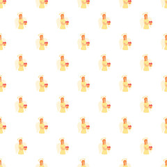 Fototapeta premium Cartoon angels with halos and wings creating a repeatable pattern