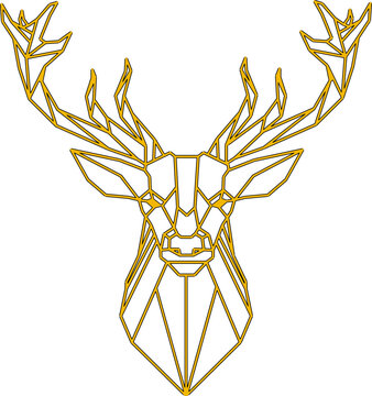Vector sketch illustration of a silhouette design of a modern minimalist deer head with horns polyline decorative ornament 