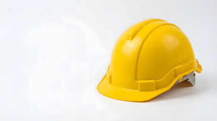 Fototapeta premium Bright yellow construction helmet on white background