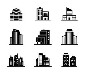 Fototapeta premium Collection of black building representing diverse architectural styles and cityscapes