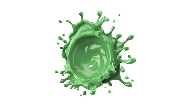 Green Splash in the Air: An artistic burst of vibrant green liquid frozen mid-air, a visual representation of energy, freshness, and dynamic movement.