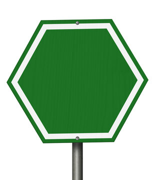 Blank green traffic sign isolated on white