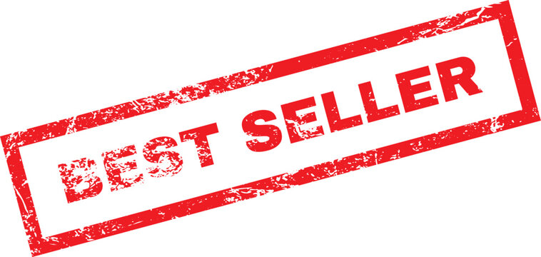 A red best seller stamp on a white background
