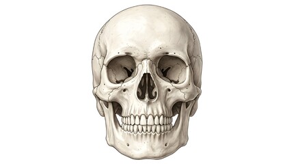 Fototapeta premium A detailed illustration of a human skull on a white background