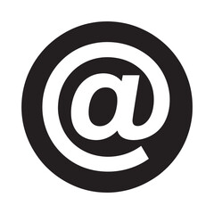 Obraz premium Simple black and white icon of an at symbol within a circular frame