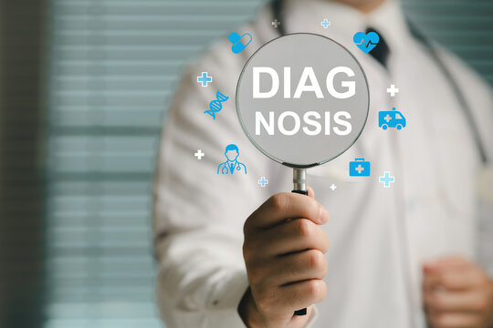 Doctors are using magnifying glasses to diagnose the cause or assess diseases and treatment approaches. This includes physical examinations, treatments, and medical and health concepts.