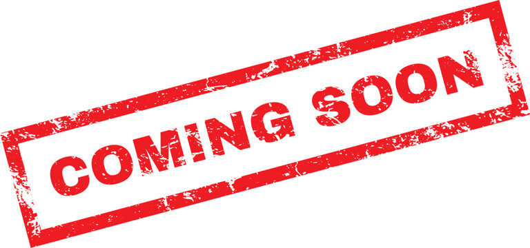 A red stamp with the words coming soon

